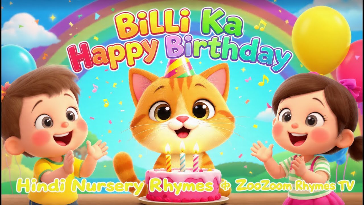 Billi Ka Happy Birthday  बिल्ली का हैप्पी बर्थडे  Hindi Nursery Rhymes  zoozoom rhymes tv