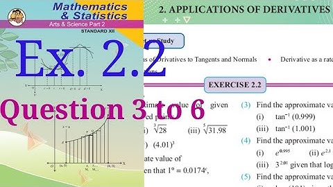 Exercise 2.2,HSC,12th maths2,question 3 to 6,Application of Derivative,Approximate value,StateBoard