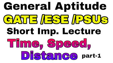 Time, Speed & Distance (Part-1) _ Basic Concepts _ General Aptitude for GATE , ESE and PSU
