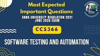 Ccs366 Software Testing And Automation Important Questions  Anna University Regulation 2021