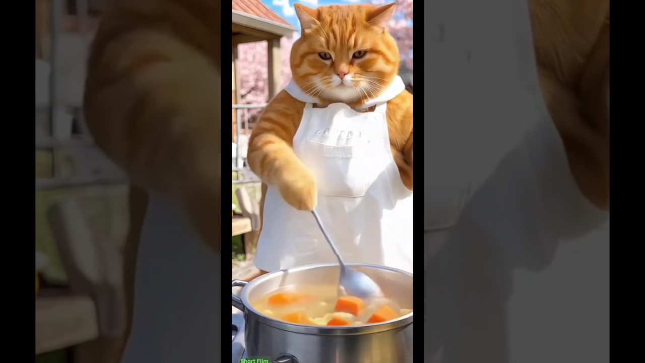 cat making soup 