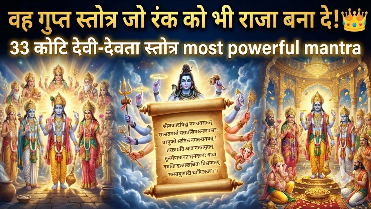 वह गुप्त स्तोत्र जो रंक को भी राजा बना दे! 👑 33 कोटि देवी-देवता स्तोत्र most powerful mantra