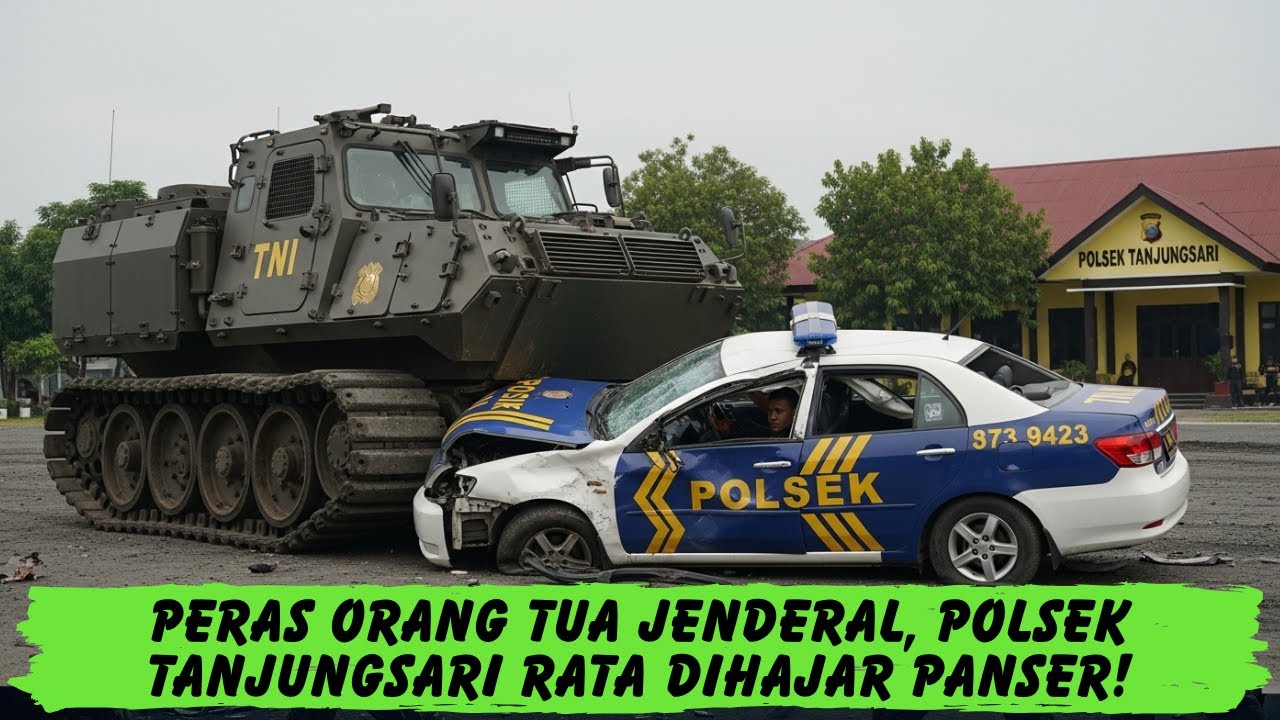 SALAH CARI MUSUH! Peras Orang Tua Jenderal, Polsek Tanjungsari Rata Dihajar Panser!