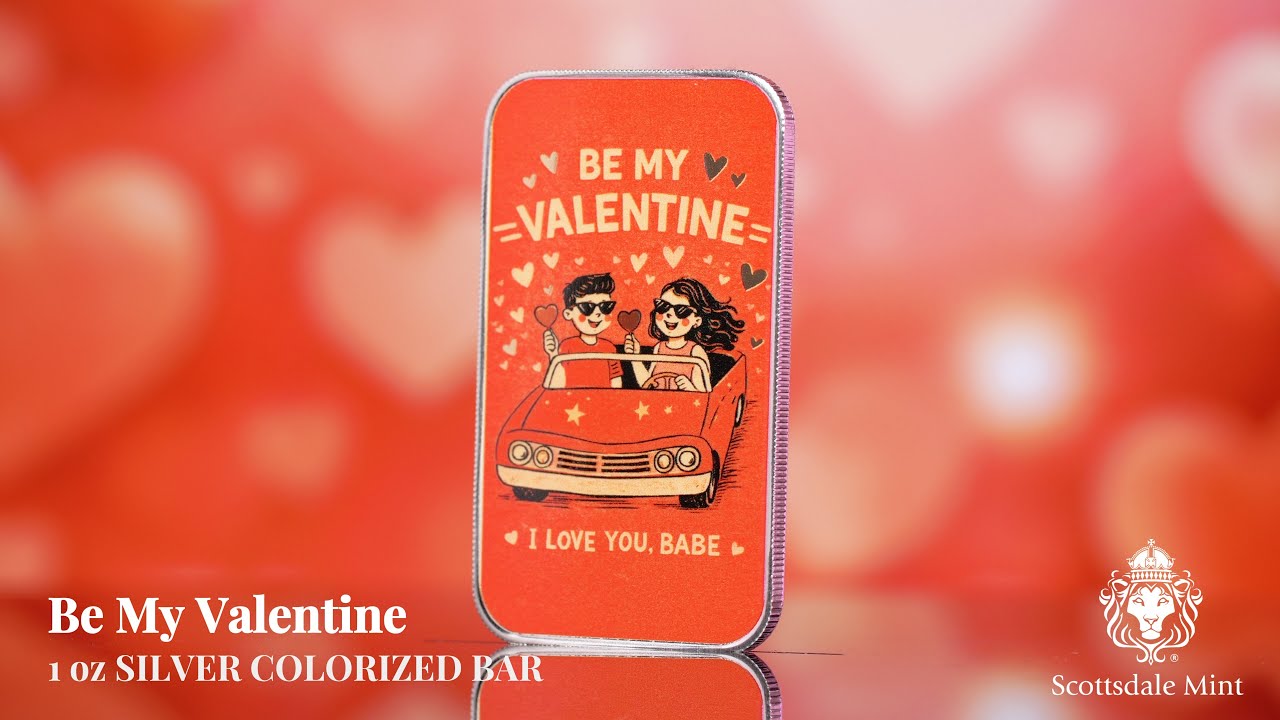 Be My Valentine 1 oz Silver Colorized Bar
