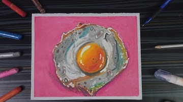 Realistic egg drawing with oil pastel |Oil pastel drawing tutorial for beginners step by step
