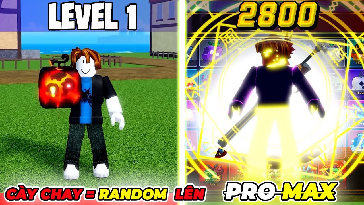 Cày Chay Từ Level 1 Đến Max Pro Chỉ Với Trái Ác Quỷ Random Trong Blox Fruits