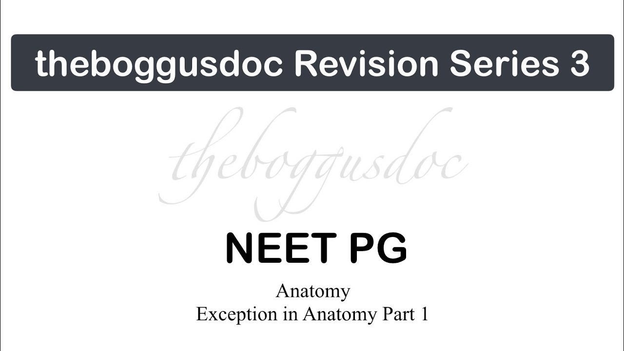 BRS - 3 Exception in Anatomy Part 1 - YouTube