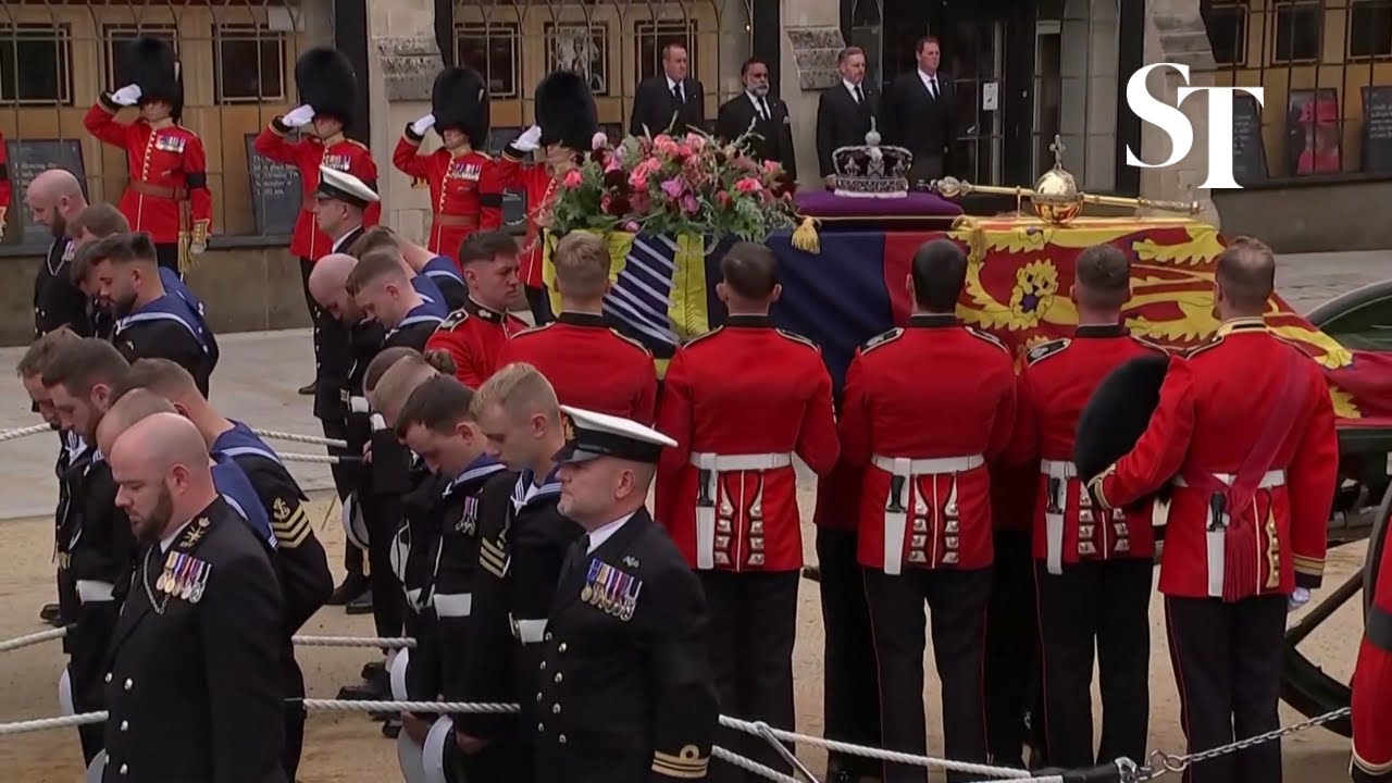 Queen Elizabeth's coffin arrives at Westminster Abbey