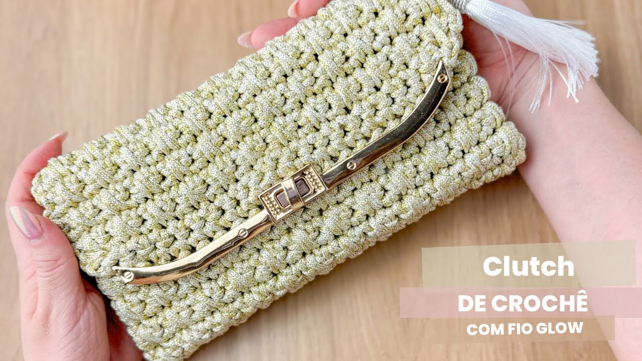 Como fazer uma bolsa de crochê/ Clutch de crochê/ Fio Glow Fischer