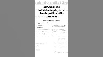 Part - 17, 2nd year, Employability Skills, CBT EXAM Important MCQ Questions #employabilityskills
