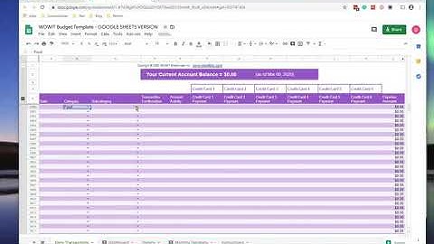 Budget Template - Data Entry Google Sheets