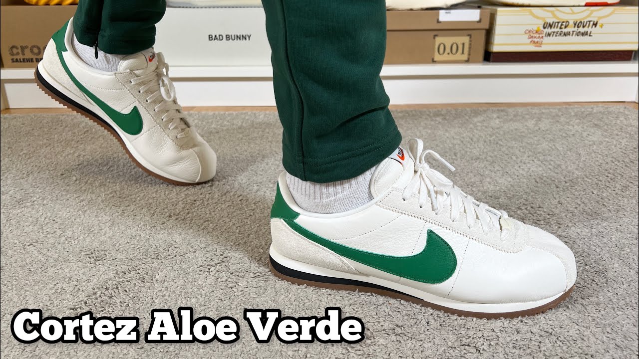 Nike Cortez Aloe Verde Review& On foot - YouTube