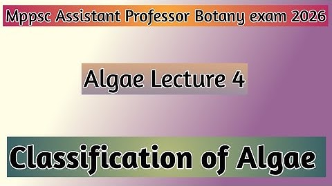 Classification of Algae Lecture 4 | mppsc assistant professor botany exam 2026