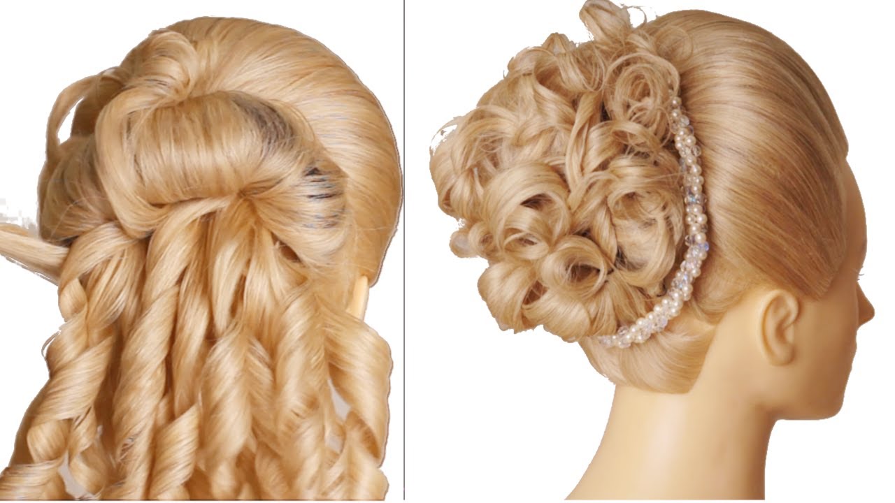 Most Beautiful Bun Hairstyle For Wedding Or Party | Easy Hairstyle With Curls | Hairstyle Long Hair