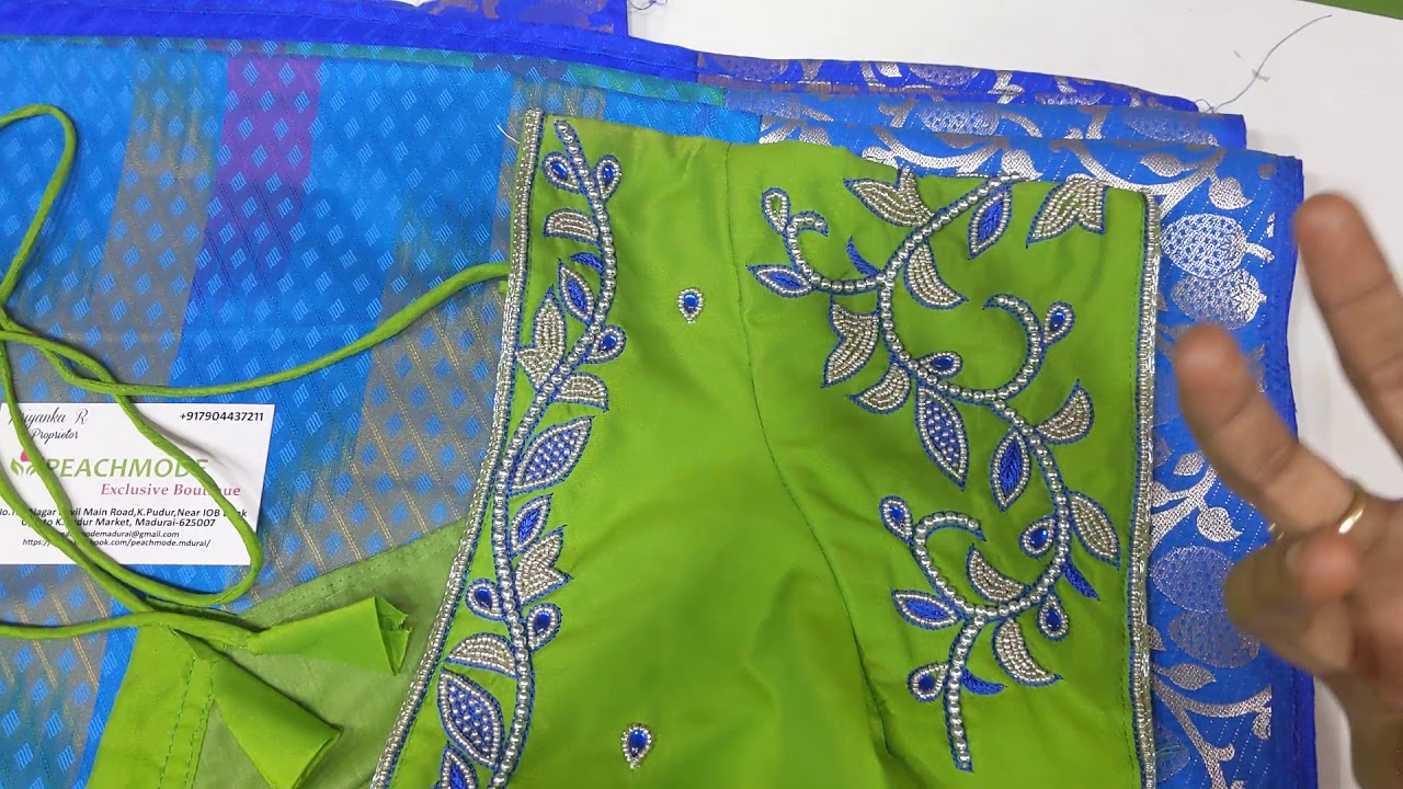 Aari Work for Silver Zari Saree Bridal Blouse Designers in Madurai