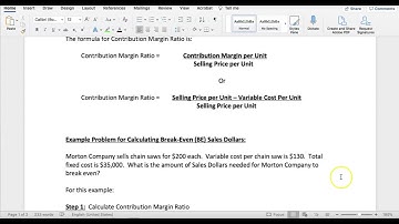 Calculating Break-Even in Sales Dollars
