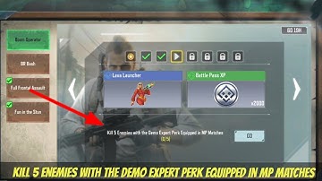 Cod mobile Kill 5 Enemies with the Demo Expert Perk Equipped in MP Matches | boom operator 2022 codm