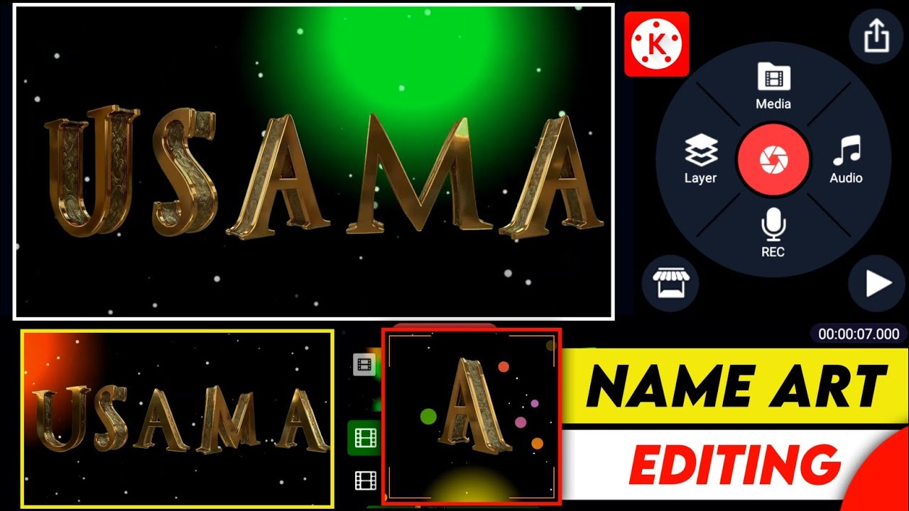 Kinemaster 3D Name Art States Editing | Kinemaster Golden Text Editing | Usama Rajput.