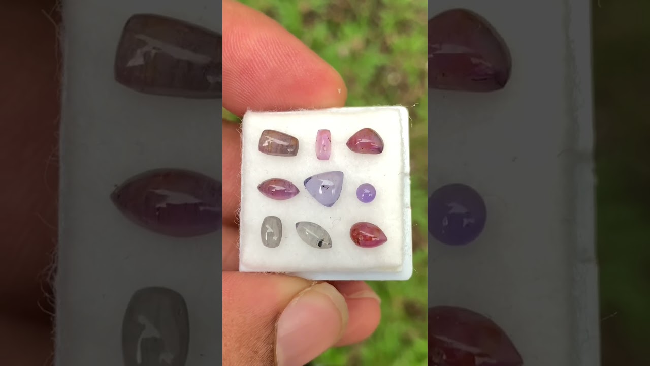 9 stone Parcel of multi color unheated sapphire cabochons !!