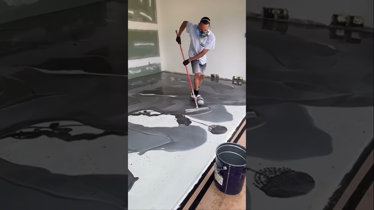 Metallic Epoxy Floor SILVER x CHARCOAL and a hint of gold 🔥 Garage Goalssss