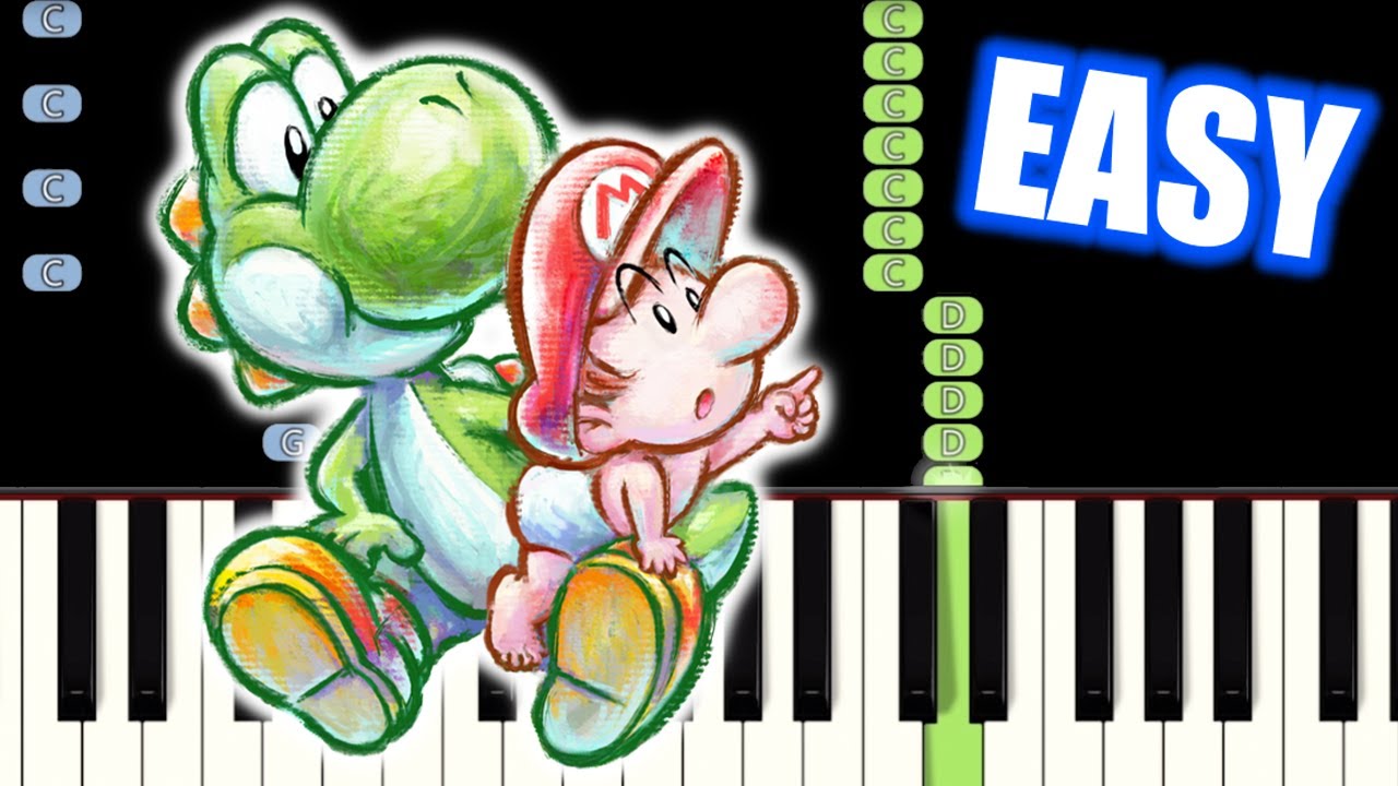 Yoshi Playing Instruments Athletic Theme from Yoshi's Island - EASY Piano Tutorial(Synthesia ...