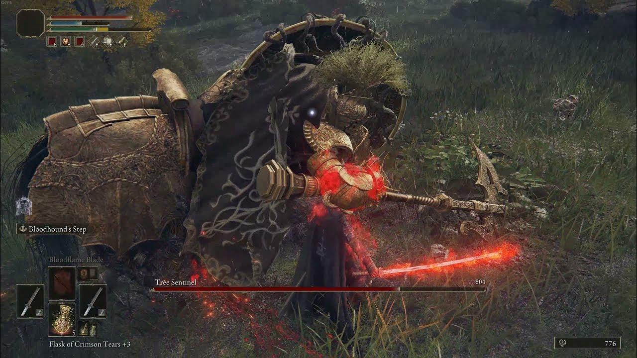 Elden Ring Killing The Tree Sentinel (Dual Uchigatana + Bloodflame