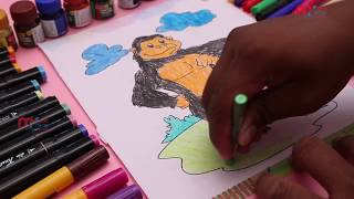 Draw Color Paint Gorilla Coloring Page for Kids to Learn Painting My Kids Rhymes
