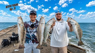 Insane Speckled Trout Fishing at This Texas Jetty!! Ep. 3 (Texas Jetty Tour)