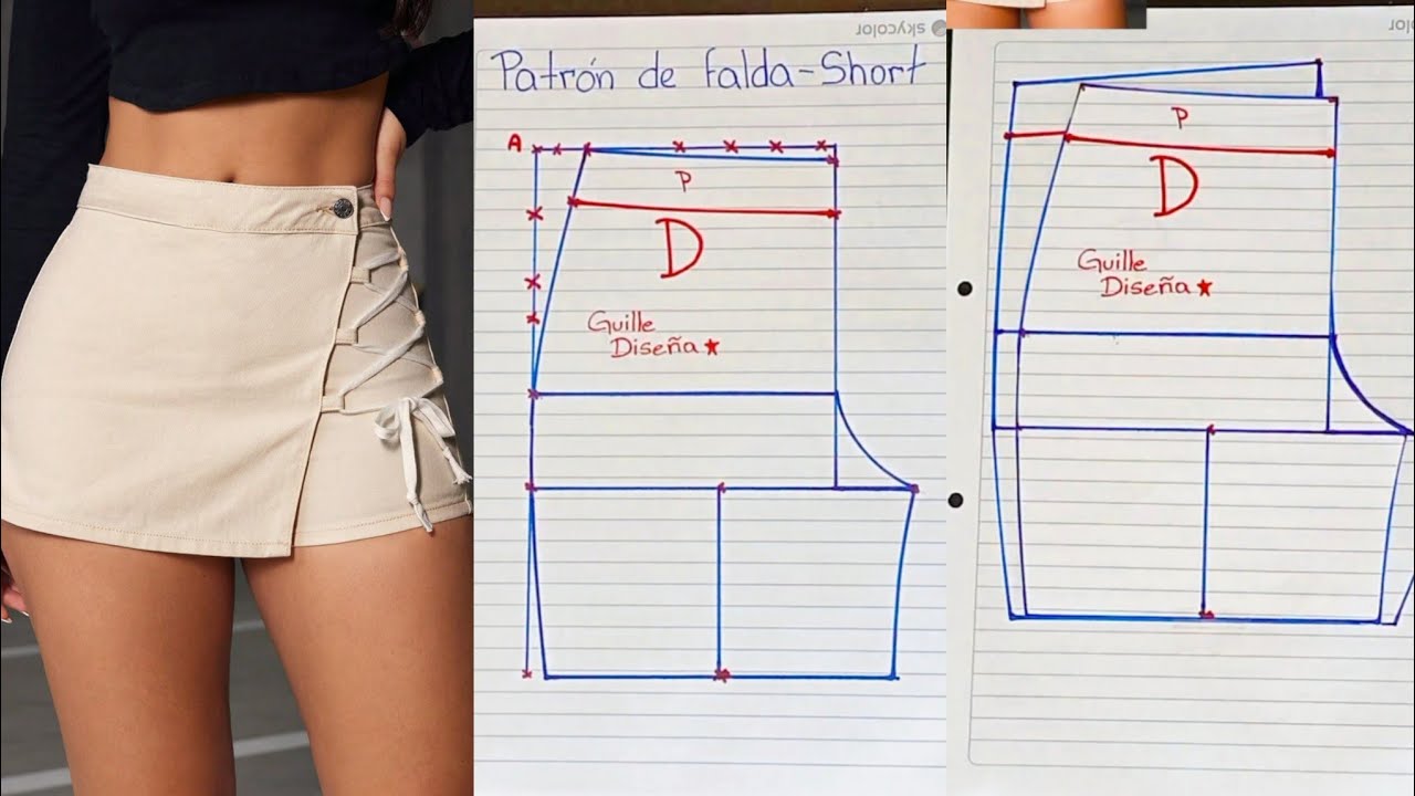 Patrón de falda shorts Fácil y Rápido  