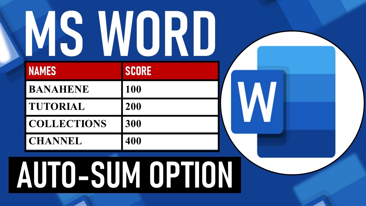 How to Use AUTOSUM Formula in Microsoft Word - MS Word Tutorial - YouTube