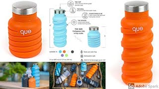 que Bottle | Designed for Travel and Outdoor. Collapsible Water Bottle - Food-Grade Silicone/BPA Fre