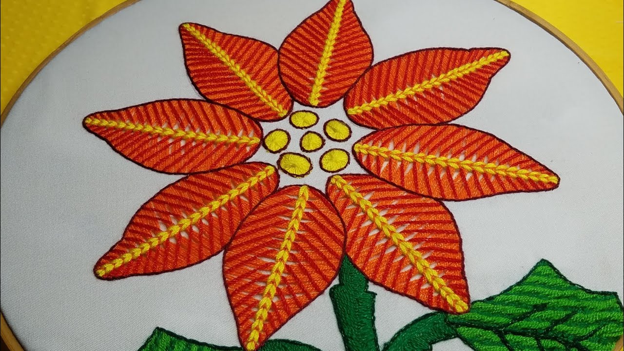 hermoso!!!!  bordado flor nochebuena