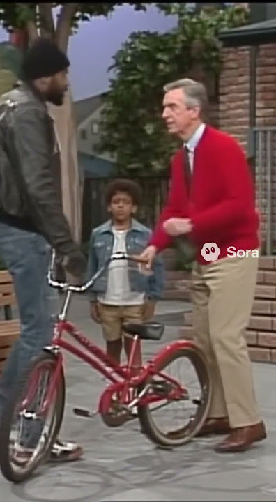 Mr. Rogers saves a kid from having their bike getting stolen.
