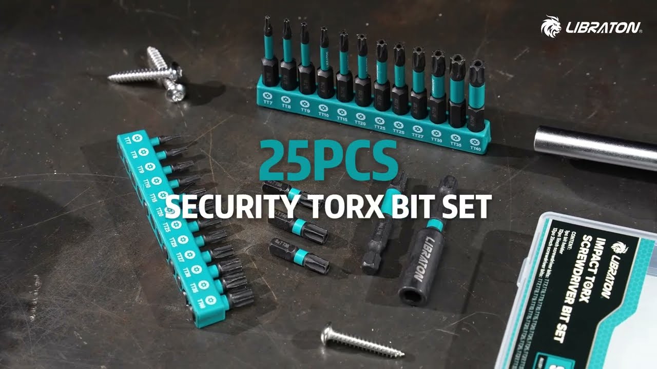 Libraton 25PCS Security Star Bit Set, S2 Steel Magnetic Tamper Proof Torx Bits with Storage Case