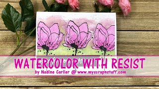 Watercolor & Resist Flower Card