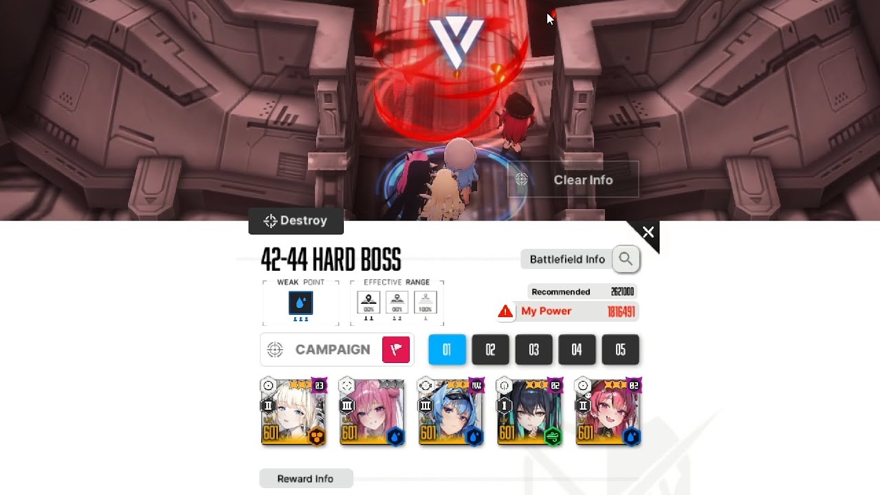 Chapter 42-44 HARD BOSS ONLY ONE CLEAR LVL 601 1.8M CP F2P NO PAUSE SCUM | GODDESS OF VICTORY NIKKE