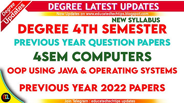4sem Computers Previous Year Question Papers Oop using JAVA & OS Degree Previous Year 2022 Paper #ug