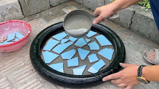 Wow! Amazing technique making Coffee table from Cement and Old tires, Beautiful &amp; Easy