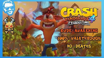 Rude Awakening - Full Walkthrough - No Deaths - All Gems - Crash Bandicoot 4 It
