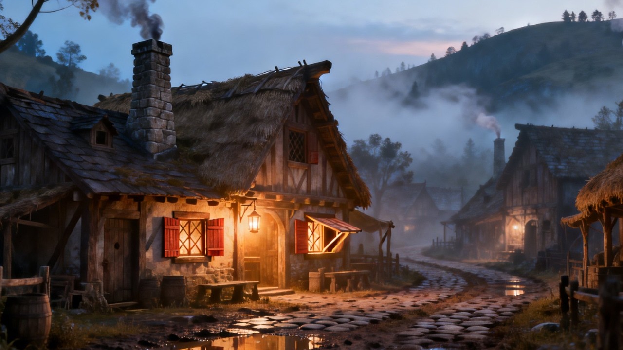 Peaceful Medieval Town at Dusk 🕯️ Celtic Medieval Music | Relaxing Fantasy Ambience