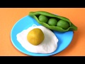【粘土】目玉焼き＆えんどう豆の作り方 Fried eggs & peas/clay