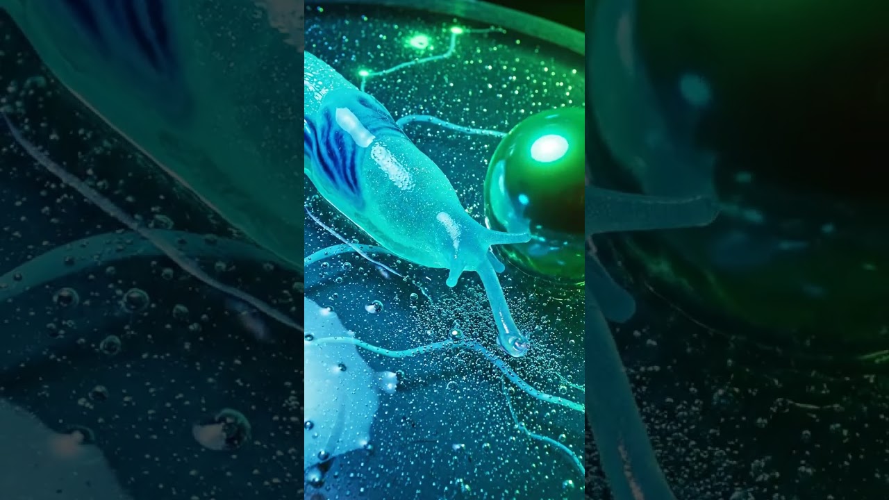 Loop: Bioluminescent Slug vs. Iridescent Maw in Surreal Gel 