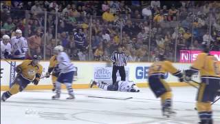 Mike Fisher's Hit From Behind on Cody Franson - Oct 10th 2013 (HD)