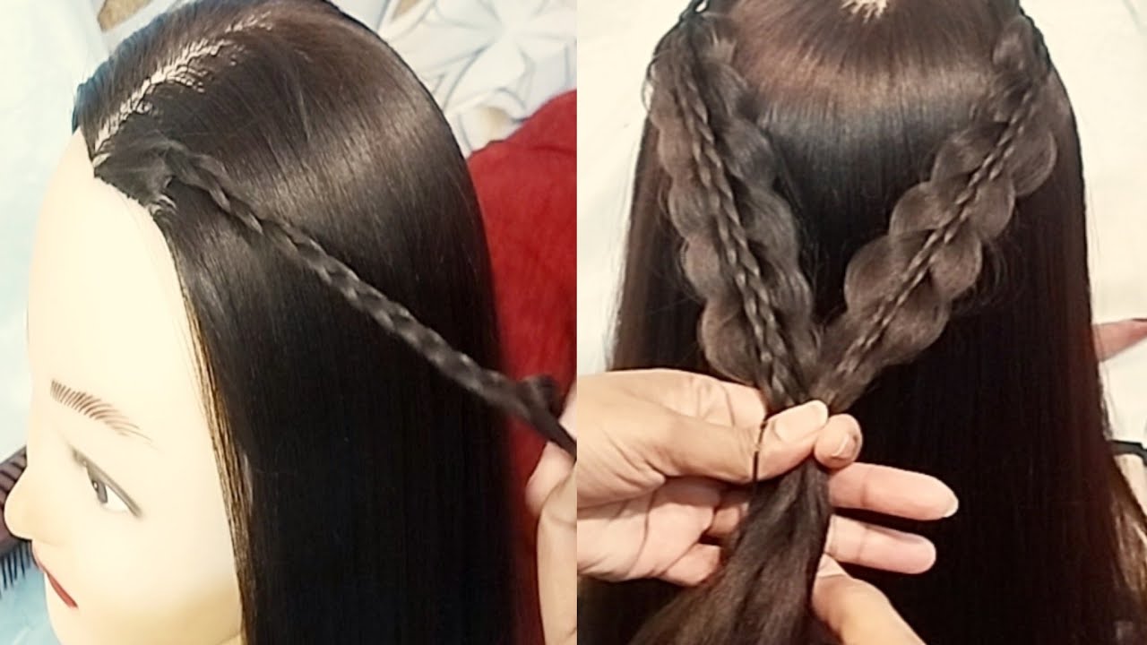 Easy braid hair style for long hair | simple balon k design | lambe balon ka new design 