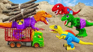 Dump truck chase and catch dinosaurs, let's protect the forest - Car Toy for kids