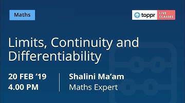 LiveClasses: JEE Revisions - Maths | Limits, Continuity and Differentiability