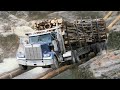 Amazing Fastest Skill Logging Truck Working - Heavy Automatic Wood Sawmill Machines & Tree Felling