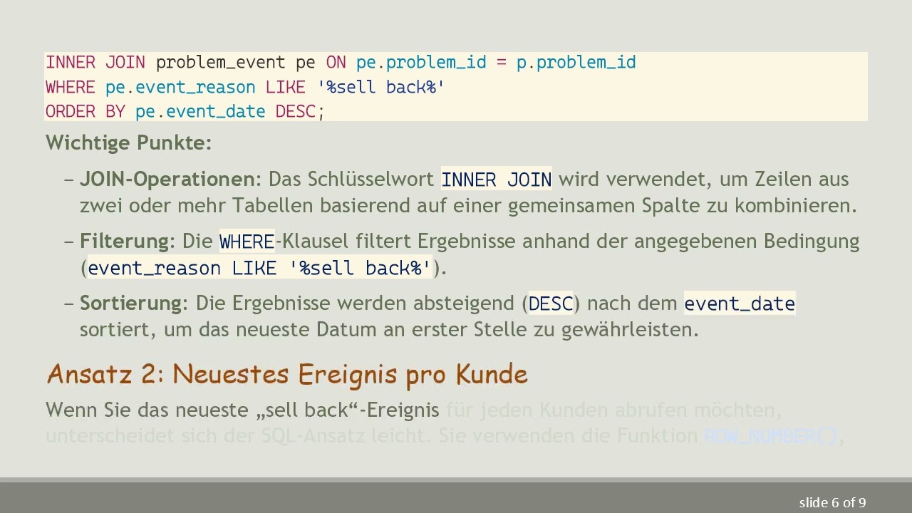 Wie man 3 Tabellen verbindet und den neuesten Eintrag basierend auf einem spezifischen String in SQ