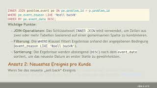 Wie Man 3 Tabellen Verbindet Und Den Neuesten Eintrag Basierend Auf Einem Spezifischen String In Sq