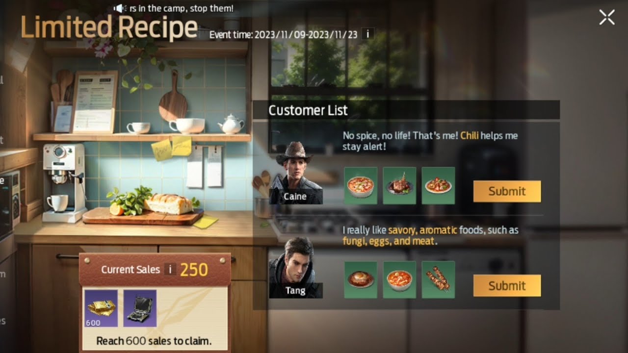 Undawn Limited Recipe Event 2nd Day